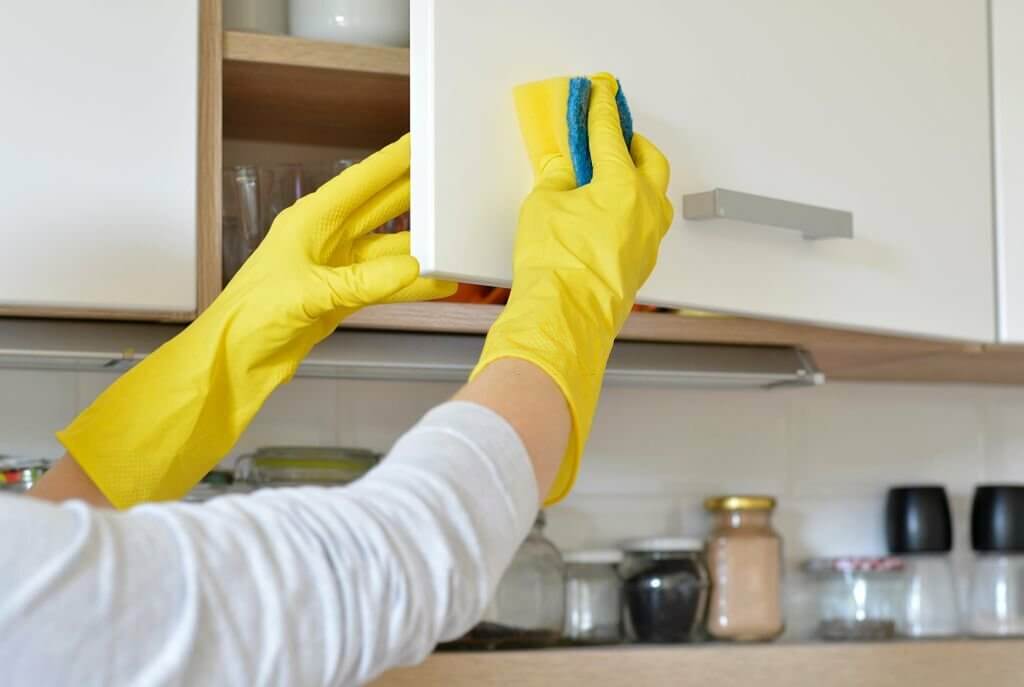 cleaner cleaning kitchen